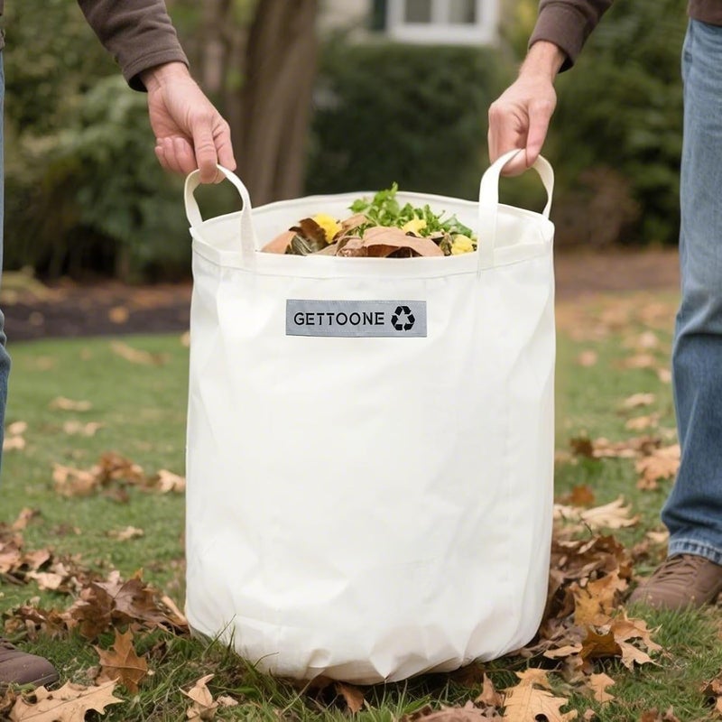 GETTOONE Heavy Duty Lawn and Leaf Bag 32 Gallon, Reusable Round Outdoor Yard Waste Bag with 4 Handles, Tear-Resistant for Lawn Clippings, Storage, Moving - Image 3